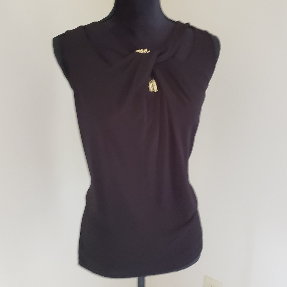 Sleeveless black blouse